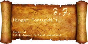 Hinger Fortunát névjegykártya